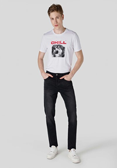 صورة من فضفاض مستقيم   الخصر مستقيم الساق الجينز الأسود للرجال