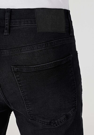 اعرض التفاصيل لـ فضفاض مستقيم   الخصر مستقيم الساق الجينز الأسود للرجال