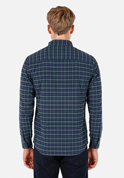 اعرض التفاصيل لـ قميص   رقبة منقوشة رجالي قميص أخضر طويل الأكمام