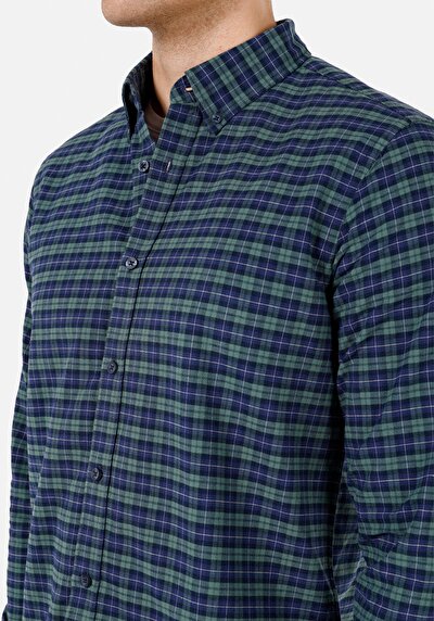 اعرض التفاصيل لـ قميص   رقبة منقوشة رجالي قميص أخضر طويل الأكمام