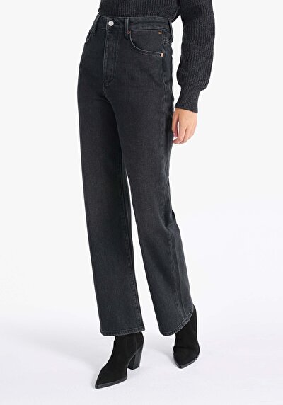 اعرض التفاصيل لـ عادي مقاس مرتفع الخصر طول كامل الساق نسائي أسود الجينز