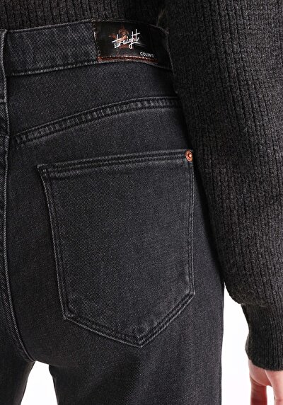 اعرض التفاصيل لـ عادي مقاس مرتفع الخصر طول كامل الساق نسائي أسود الجينز