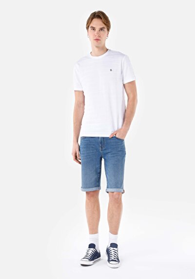 صورة من مستقيم  الخصر المنخفض شورت نيلي جان للرجال