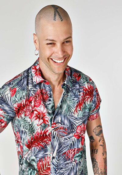 اعرض التفاصيل لـ قميص   رقبة مطبوع رجالي متعدد الألوان قميص قصير الأكمام