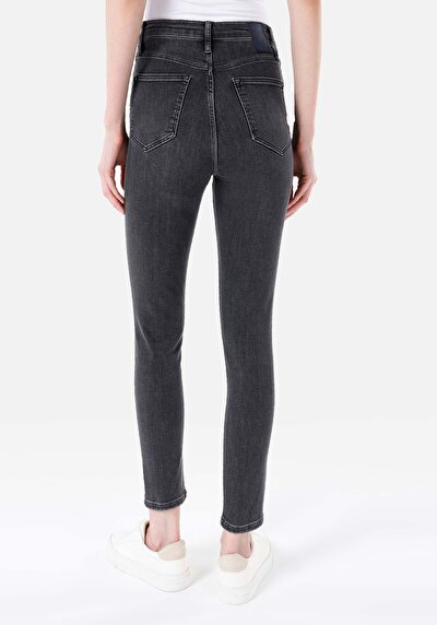 صورة من ضيق خصر عالي ساق ضيقة نسائي جينز أسود