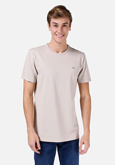 صورة من مقاس عادي رقبة مستديرة مستقيم تي شيرت رجالي بيج كم قصير