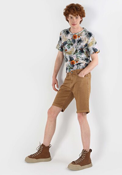 صورة من عادي الخصر مستقيم شورت بني رجالي