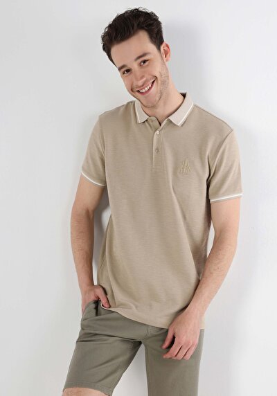 صورة من عادي قصة بولو رقبة مستقيمة رجالي بيج كم قصير تي شيرت