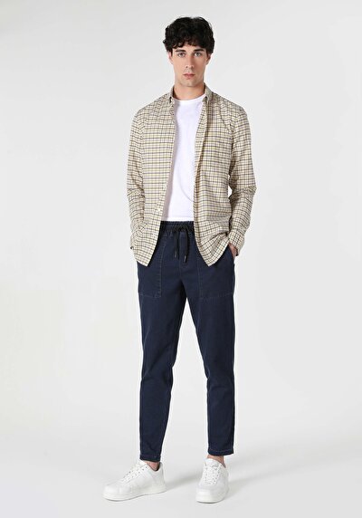 اعرض التفاصيل لـ قميص نحيف رقبة منقوشة رجالي ساري كم طويل قميص