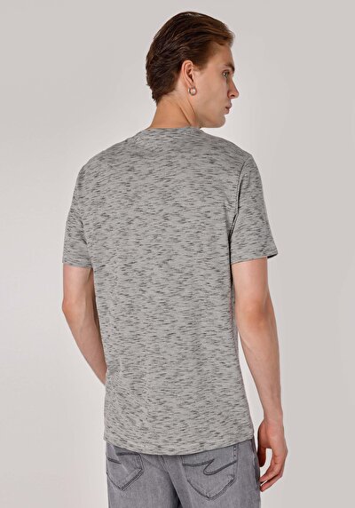 صورة من قصة عادية رقبة مستديرة جاكار رجالي أنثراسايت كم قصير تي شيرت