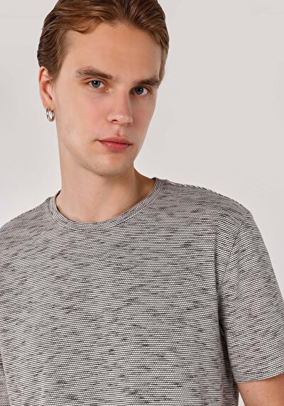 اعرض التفاصيل لـ قصة عادية رقبة مستديرة جاكار رجالي أنثراسايت كم قصير تي شيرت