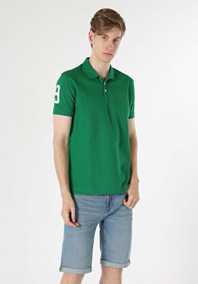 اعرض التفاصيل لـ أخضر للرجال قميص بولو  كم قصير