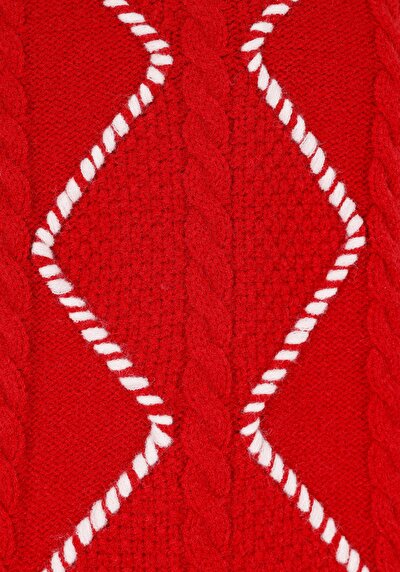 اعرض التفاصيل لـ   رقبة السلحفاة مطرزة نسائية سترة حمراء