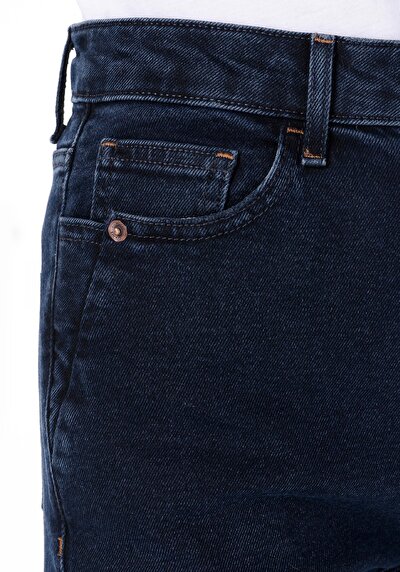 اعرض التفاصيل لـ مام فيت سليم الساق نسائي بنطلون جينز نيلي غامق