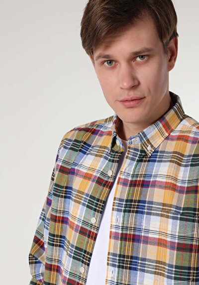 اعرض التفاصيل لـ قميص   رقبة منقوشة رجالي متعدد الألوان كم طويل قميص