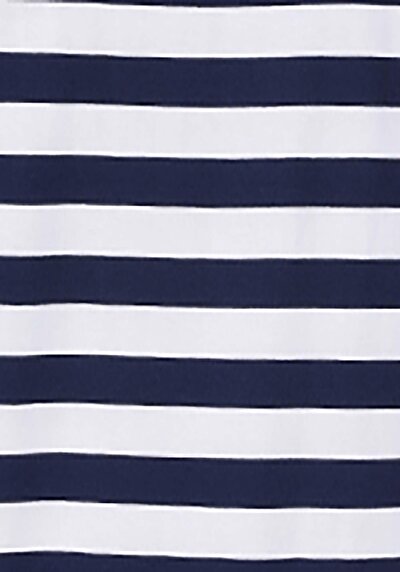 اعرض التفاصيل لـ تي شيرت قصير الأكمام للنساء مخطط باللون الأزرق الداكن  