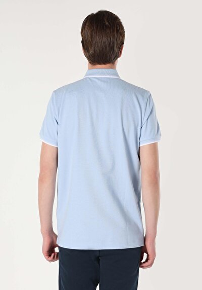 اعرض التفاصيل لـ أزرق للرجال قميص بولو  كم قصير