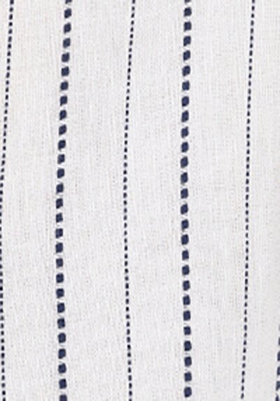 اعرض التفاصيل لـ قميص نسائي أبيض مخطط بياقة عادية قصير الذراع 