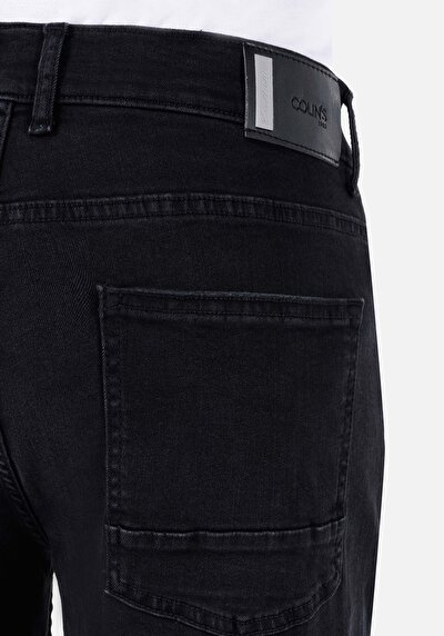 اعرض التفاصيل لـ فضفاض مستقيم   الخصر مستقيم الساق الجينز الأسود للرجال