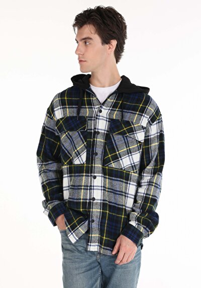 صورة من كومفورت فيت مقنع منقوشة رجالي قميص أخضر بأكمام طويلة