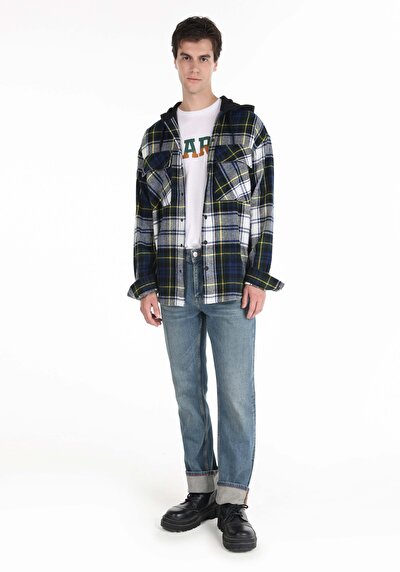 اعرض التفاصيل لـ كومفورت فيت مقنع منقوشة رجالي قميص أخضر بأكمام طويلة