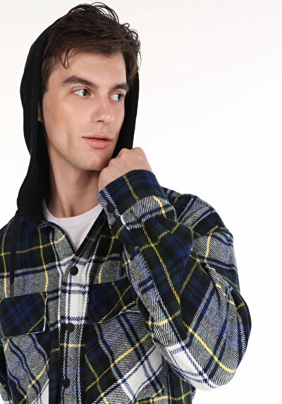 اعرض التفاصيل لـ كومفورت فيت مقنع منقوشة رجالي قميص أخضر بأكمام طويلة