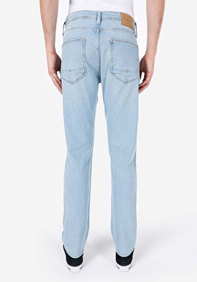 اعرض التفاصيل لـ مستقيم  خصر منخفض مستقيم الساق الجينز النيلي المفتوح للرجال