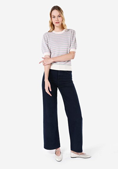 صورة من رقبة مستديرة نسائي متعدد الألوان كم قصير سترة