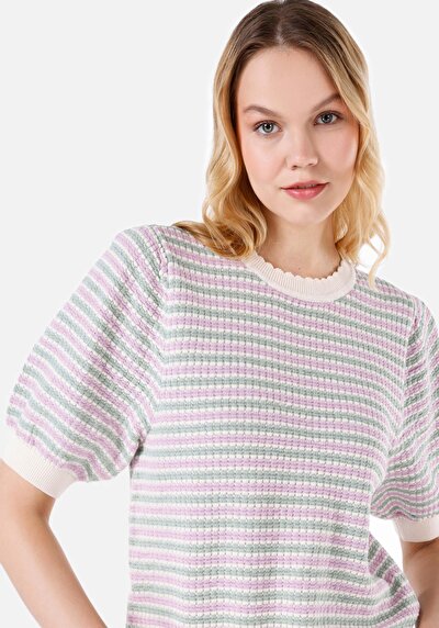 اعرض التفاصيل لـ   رقبة مستديرة نسائي متعدد الألوان كم قصير سترة