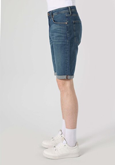 اعرض التفاصيل لـ مستقيم  خصر منخفض مستقيم رجالي داكن نيلي جان شورت