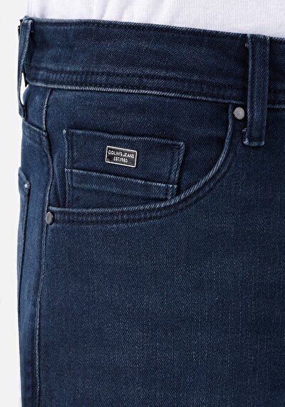 اعرض التفاصيل لـ  عادي متوسط الخصر نحيف الساق للرجال بنطلون جينز نيلي غامق