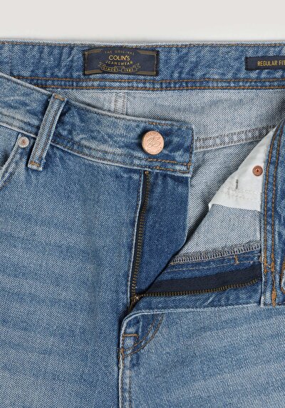 اعرض التفاصيل لـ عادي مقاس متوسط الخصر مستقيم رجالي نيلي جان شورت