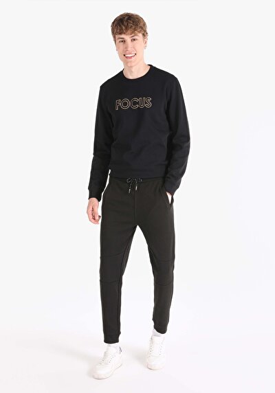 اعرض التفاصيل لـ عادي   الخصر بنطال رياضي أسود للرجال