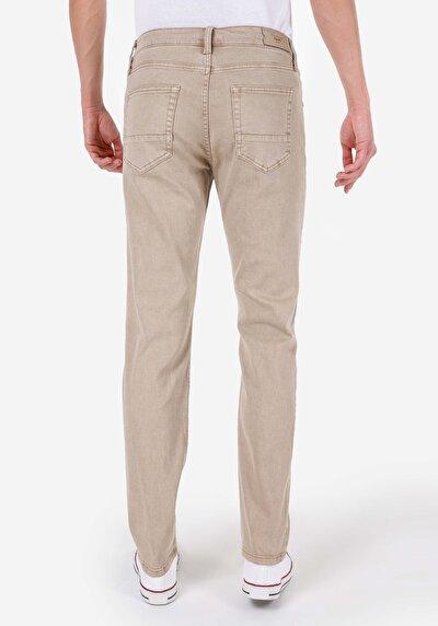 صورة من Straigt Fit متوسط الخصر مستقيم الساق بنطلون رجالي بيج