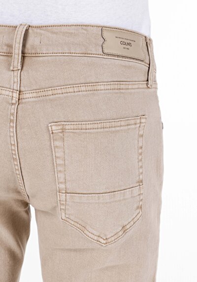 اعرض التفاصيل لـ Straigt Fit متوسط الخصر مستقيم الساق بنطلون رجالي بيج