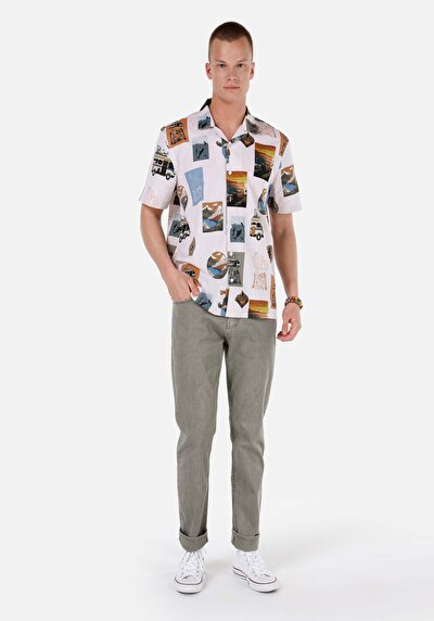 صورة من مستقيم   الخصر مستقيم الساق الرجال السراويل الخضراء