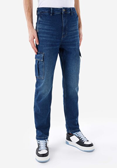 صورة من Carrot Cargo منتصف الخصر قصير الساق الجينز النيلي للرجال