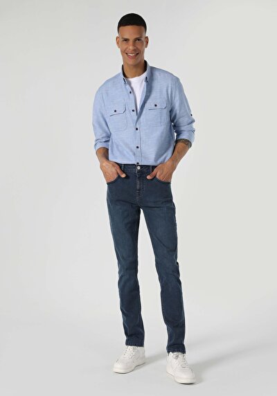 صورة من مستقيم  خصر منخفض مستقيم الساق جينز رجالي