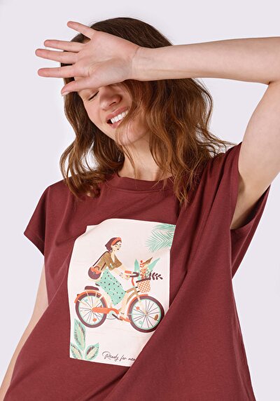 اعرض التفاصيل لـ بني للنساء تي شيرت بأكمام قصيرة