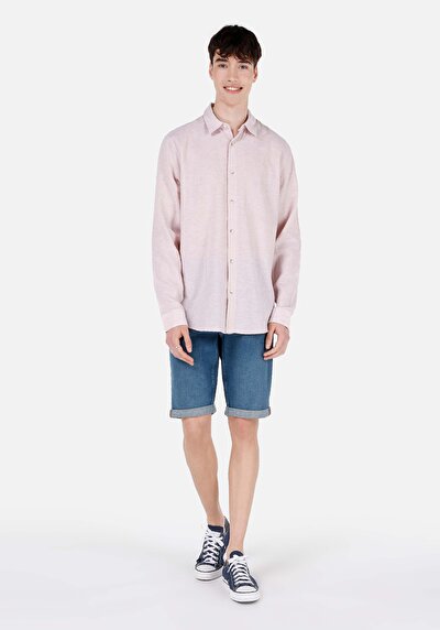 صورة من مستقيم خصر منخفض للرجال شورت نيلي غامق جان