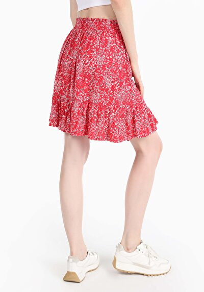 اعرض التفاصيل لـ تنورة قصيرة أزهار نسائية تنورة حمراء