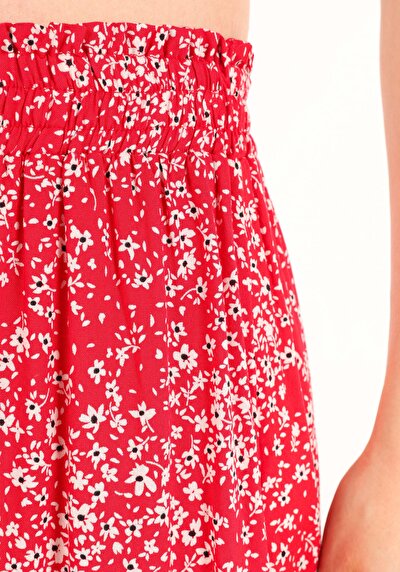 اعرض التفاصيل لـ تنورة قصيرة أزهار نسائية تنورة حمراء