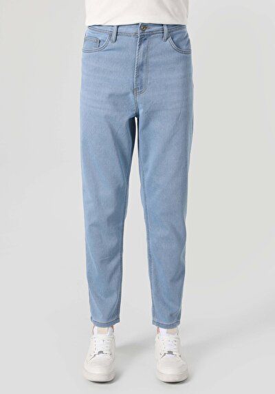 صورة من مستقيم الخصر مستقيم الساق رجالي بنطلون أزرق