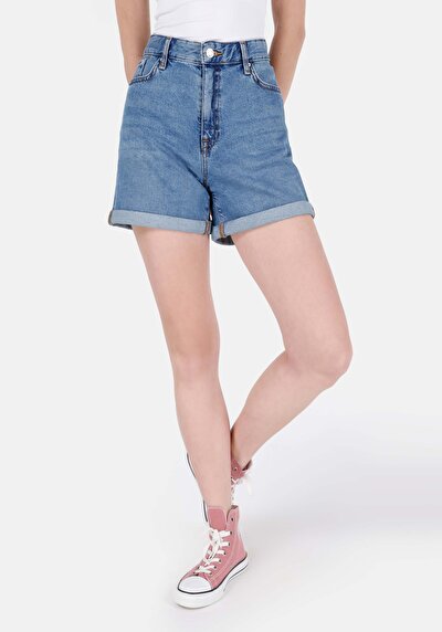 صورة من أمي فيت الخصر العالي نسائي نيلي جان شورت