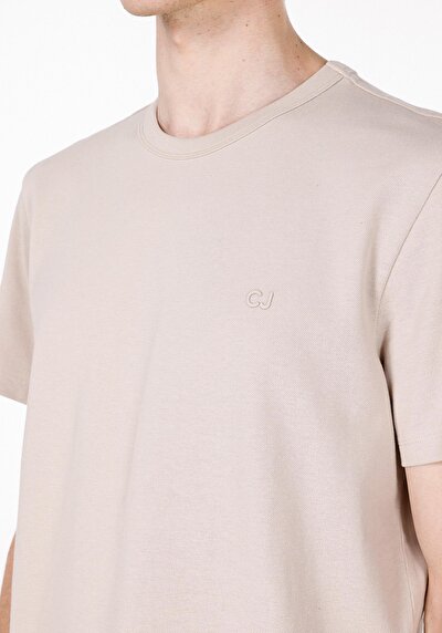 صورة من مقاس عادي رقبة مستديرة مستقيم تي شيرت رجالي بيج كم قصير