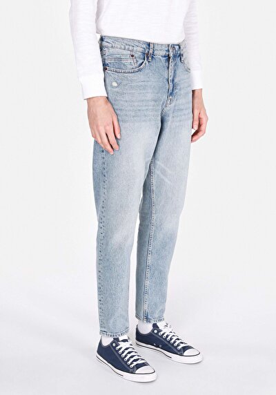 اعرض التفاصيل لـ فضفاض مدبب  جينز نيلي للرجال