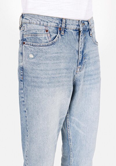 اعرض التفاصيل لـ فضفاض مدبب  جينز نيلي للرجال