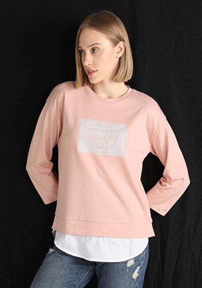 اعرض التفاصيل لـ   رقبة مستديرة مطبوعة نسائية وردي 3/4 كم تي شيرت