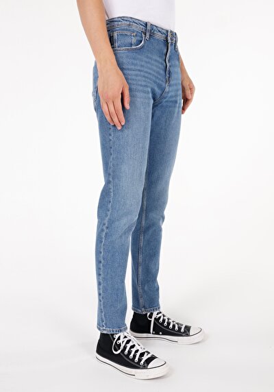 اعرض التفاصيل لـ   منتصف الخصر نحيف الساق الجينز النيلي للرجال