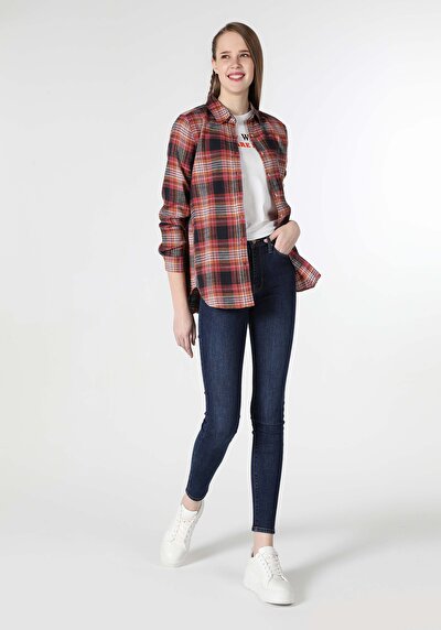 صورة من متعدد الألوان للنساء قميص كم طويل